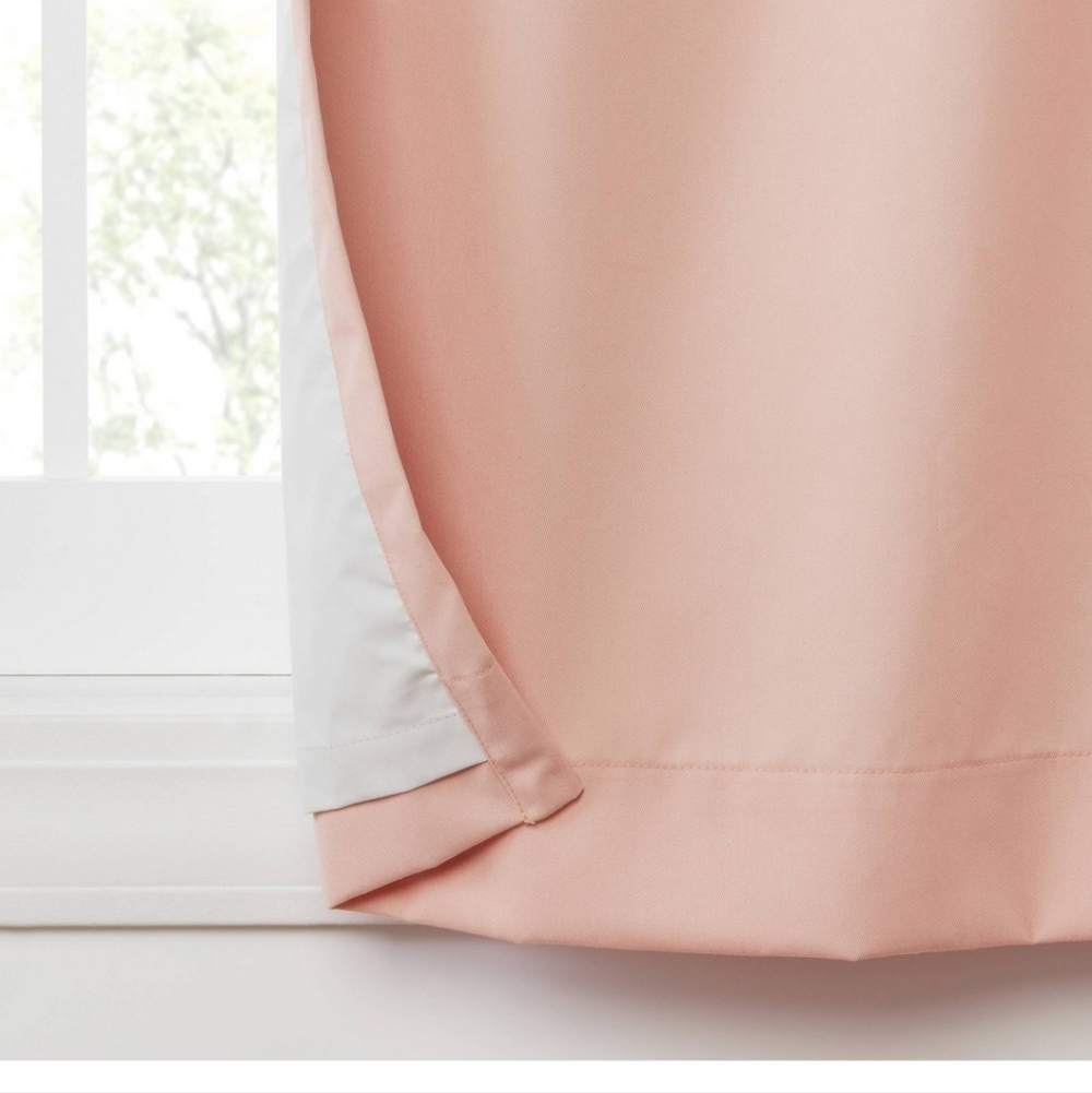 Two Pillowfort Tie Top Blackout Curtains  Pink 42 X 84 - Picture 4 of 8